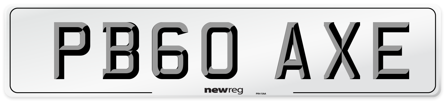 PB60 AXE Number Plate from New Reg